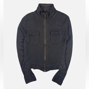 DOLCE & GABBANA D&G MENS WOOL ZIP-UP SWEATER, SIZE XL, GRAY